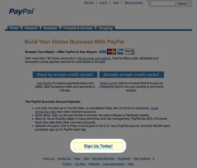 Sign up at PayPal.com Sign up at PayPal.com
