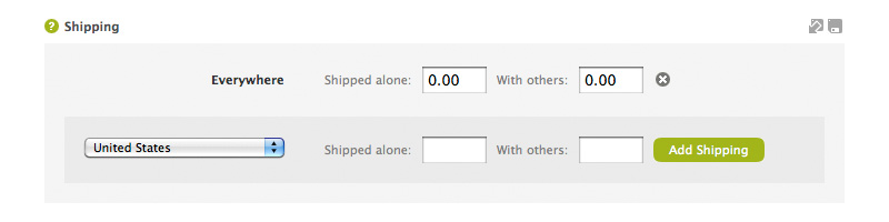 Big Cartel shipping settings for free shipping